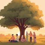 A couple engaging in a modest and respectful conversation, symbolizing the principles of halal dating.