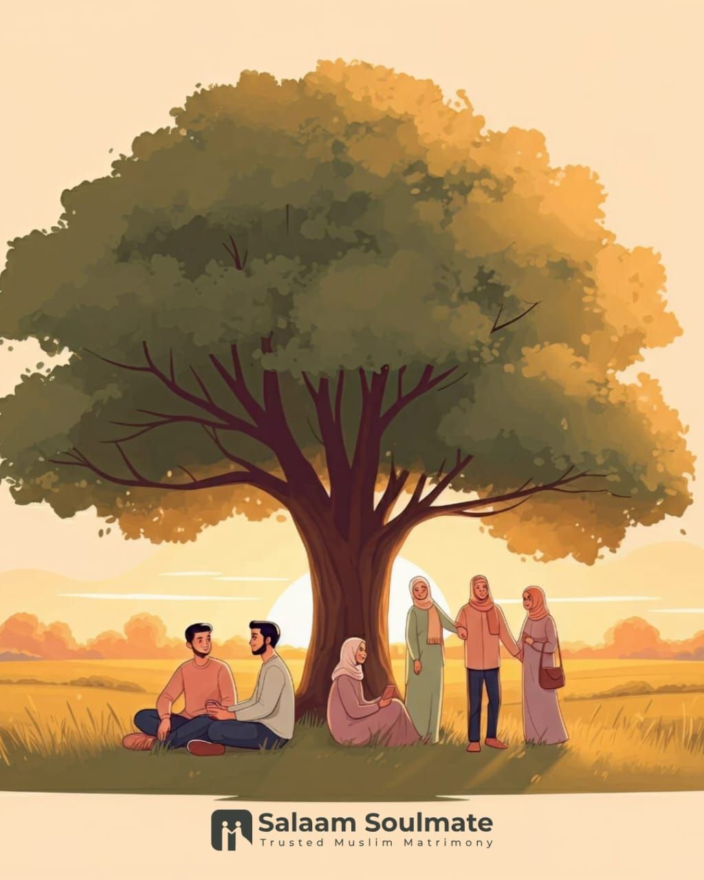 A couple engaging in a modest and respectful conversation, symbolizing the principles of halal dating.