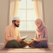Muslim couple reading Quran together and Sustaining Love and Faith they have for each othere