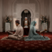 A collage featuring moments from a Muslim marriage in Uttar Pradesh, including a serene Nikah ceremony, traditional Manjha ritual, and a grand Baraat procession, showcasing a blend of cultural traditions and modern elements.