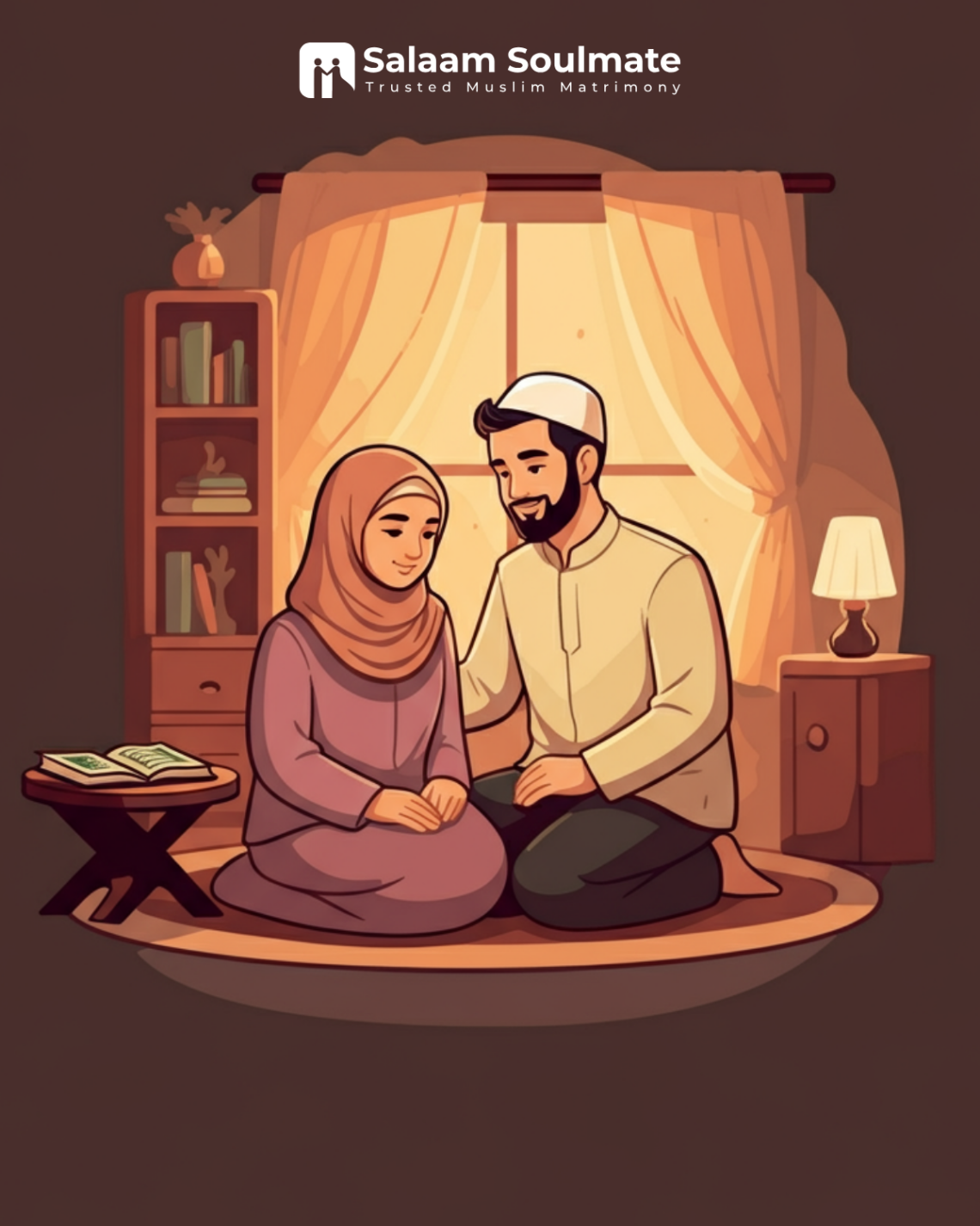 Muslim couple in a cozy private setting