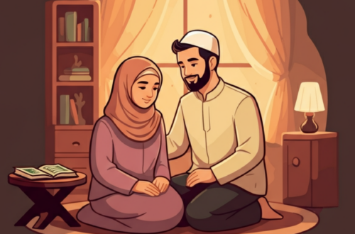 Muslim couple in a cozy private setting